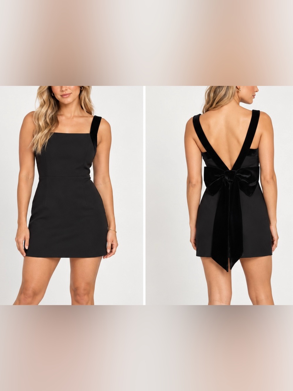 Steve Madden Valory Dress Black Velvet Bow Mini Dress Holidays Size 10
